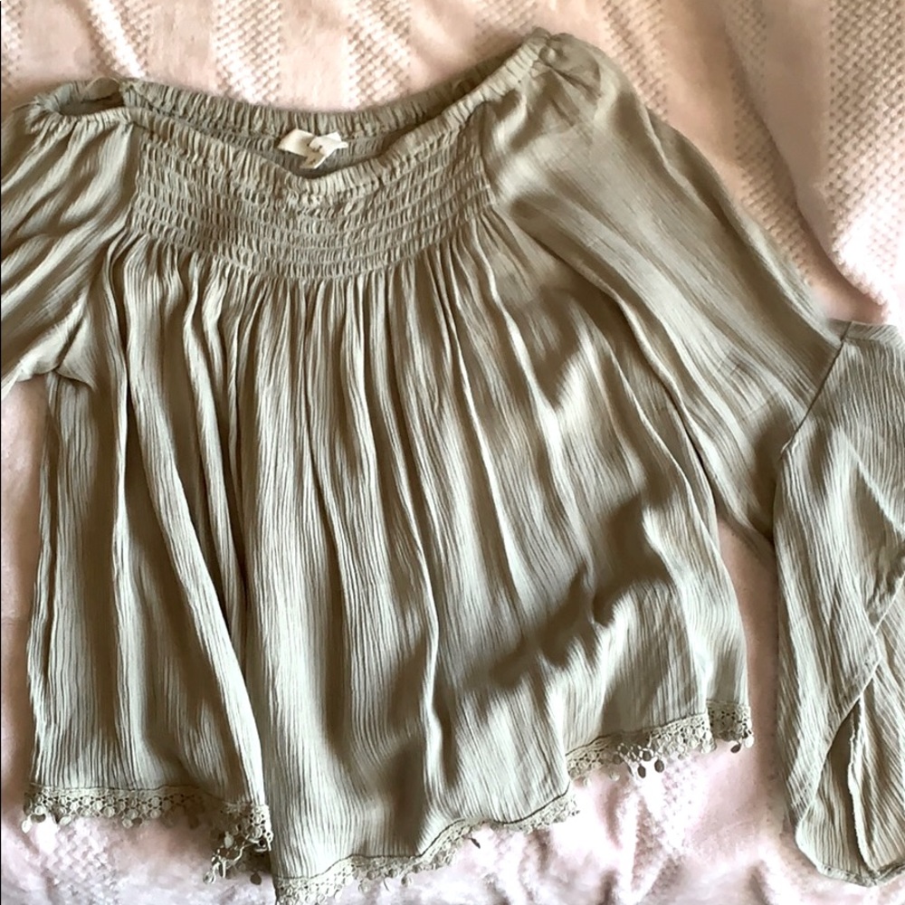 Green off the shoulder top